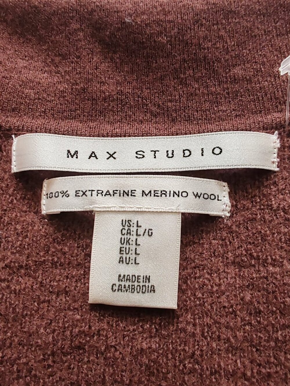 Max Studio Brown V-Neck Ribbed Sweater - Picture 5 of 10